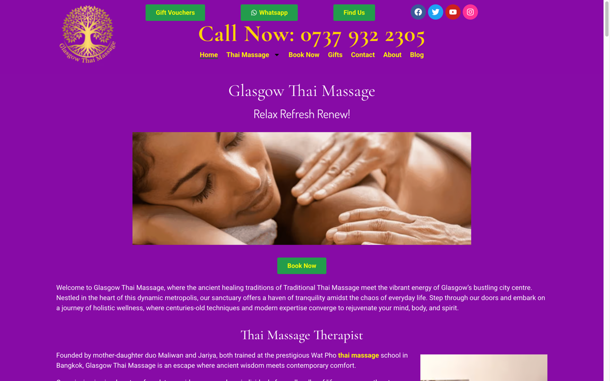 Glasgow Thai Massage website