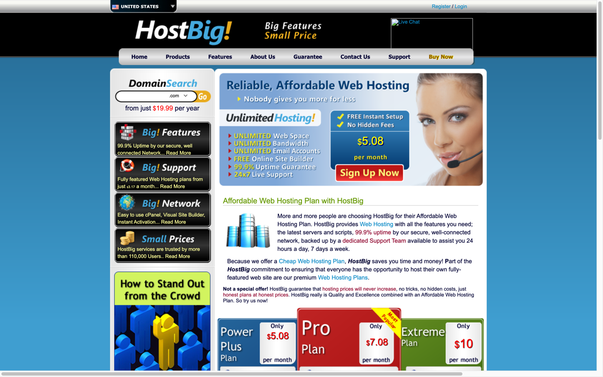 HostBig website